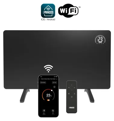 Produktbild von Princess 348485 Intelligente Infrarot-Glaspaneelheizung – Effiziente und energieeffiziente Infrarottechnologie – Smarte Steuerung möglich