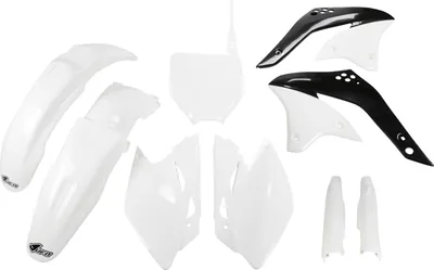 Immagine prodotto di Kit carenatura UFO PLAST, set da 9 pezzi in plastica con protezione forcella per Kawasaki KX F 450 cc, anno di produzione 2008, colore: bianco OEM