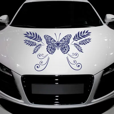 Produktbild von Aufkleber - Autoaufkleber "Butterfly Ranke" 90cm x 53cm königsblau - Tuning Carystyling Heckscheibe Auto