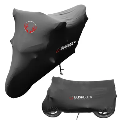 Obrázok produktu pre BUSHBOCK® Premium Cover Indoor Plachta na motocykel – ochrana proti prachu – elastický, priedušný zamatový strečový materiál (M-L, čierna)
