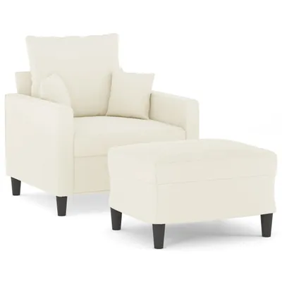 Produktbild von Sessel mit Hocker Creme 60 cm Samt