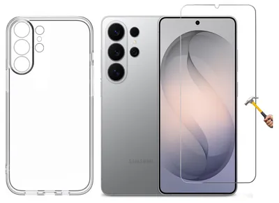 Produktbild von 2in1 für Samsung Galaxy S26 Ultra Panzerglas mit Silikon Case Schutzfolie Schutzhülle TPU Hülle transparent leicht Cover Glasfolie 9H Schutz S26Ultra