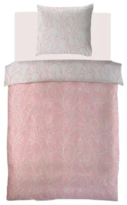 Produktbild von Brielle Mako Satin Wendebettwäsche Set 100 % Baumwolle\/Fadenzahl 220  mit Reißverschluss 2-teilig  Deckenbezug 140 x 200 cm Kissenbezug 65 x 65 cm Rosa Grau