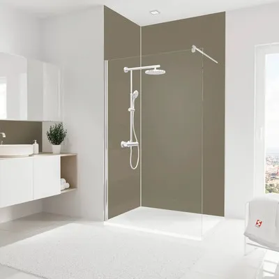 Produktbild von SCHULTE Duschrückwand Set DecoDesign ExpressPlus Farbe taupe 1x 2550 x 1200 mm 1x 2550 x 900 mm inkl. Profilset EP190091