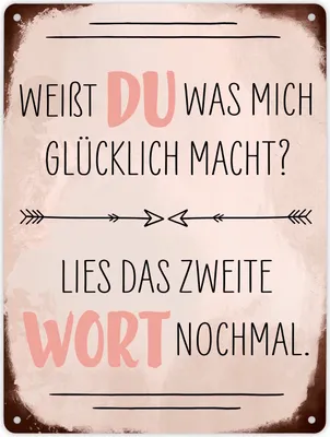 Produktbild von Du machst mich glücklich Metallschild XL in 21x28 cm mit Spruch zum Valentinstag