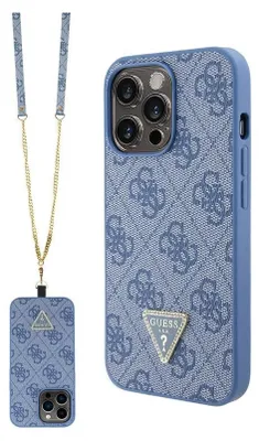 Immagine prodotto di Custodia Guess per iPhone 13 Pro Max - Crossbody con logo in metallo e strass - Blu