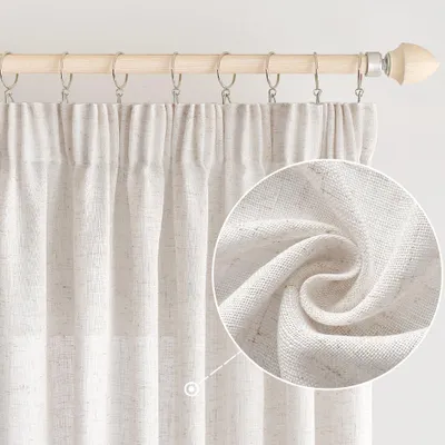 Immagine prodotto di Tende - Lino - Tenda con passanti - Voile - Aspetto lino - Moderno - Semitrasparente - Per soggiorno - Decorativo - Tende per cucina