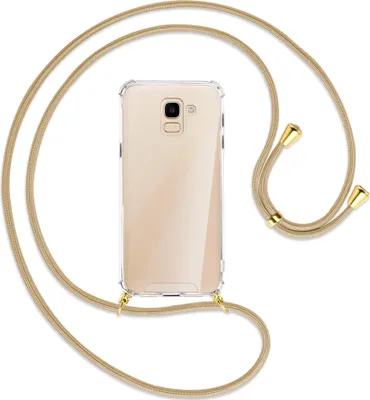 Produktbild von Handykette Backcover-Schutzhülle mit Band (Metall goldfarben) für Samsung Galaxy J6 2018 - caramel
