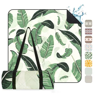 Produktbild von Sekey 200x200 cm Picknickdecke Wasserdicht Campingdecke XXL Stranddecke, Blatt
