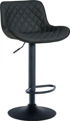 Produktbild von Barhocker mit Rückenlehne – Hochhocker – 360° drehbar und verstellbar | Farbe: Schwarz | Material: Kunstleder