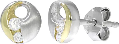 Produktbild von F Ohrstecker 925/- Sterling Silber 0,7cm gelb Zirkonia weiß 271220081-1