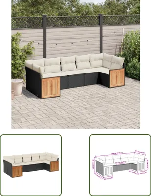 Produktbild von The Living Store 7-tlg. Garten-Sofagarnitur mit Kissen Schwarz Poly Rattan