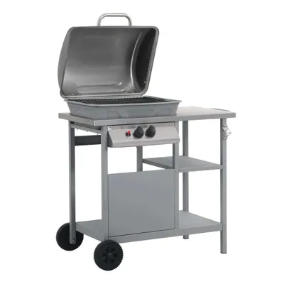 Produktbild von vidaXL Gasgrill mit Beistelltisch auf 3 Ebenen Silbern