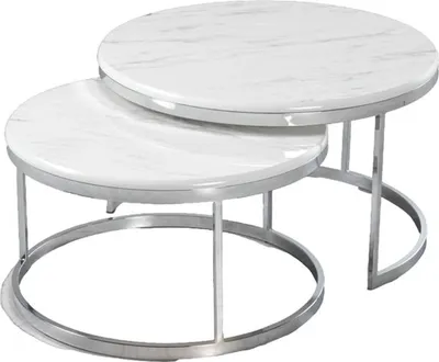 Produktbild von Couchtisch Luxus Weiß Design Metall Elegantes Möbel Wohnzimmer Couchtische