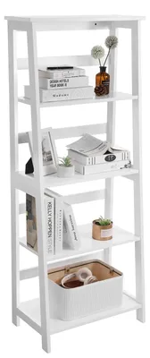 Produktbild von Leiterregal Bücherregal - Regalsystem - Freistehend - Wohn-/Badezimmer - Selbstmontage - Weiß