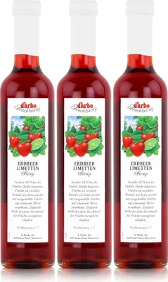 Produktbild von Darbo Erdbeer Limetten Sirup 500ml - Cocktails Kaffeesirup (3er Pack)