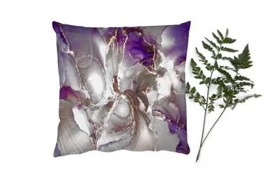 Produktbild von MuchoWow® Zierkissen Sofakissen Wohnzimmer Dekokissen 40x40 cm Gold - Lila - Marmor - Foto Kissen - Schlafzimmer Dekoration