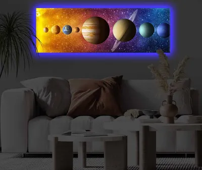 Produktbild von Opviq, 3090KTLGDACT - 002, Dekoratives LED-beleuchtetes Leinwandgemälde, 100 % POLYESTER-CANVAS, Mehrfarbig, 30 x 90 cm