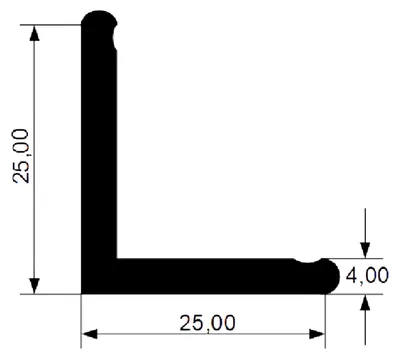 Produktbild von WKP14 Vollgummi EPDM Winkelprofil L - Profil 25x25x4 mm  L-Winkel Gummi Meterware