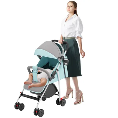 Produktbild von Kinderwagen Buggy Kinderbuggy klappbar Liegebuggy Sportwagen mit 5-Punkt-Sicherheitsgurt für Neugeborene Inkl. Moskitonetz und Matte Blau