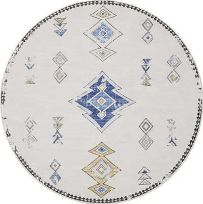 Produktbild von benuta Waschbarer Vintage Teppich George Beige/Multicolor ø 160 cm rund Wohnzimmerteppich Schlafzimmer weich orientalisch