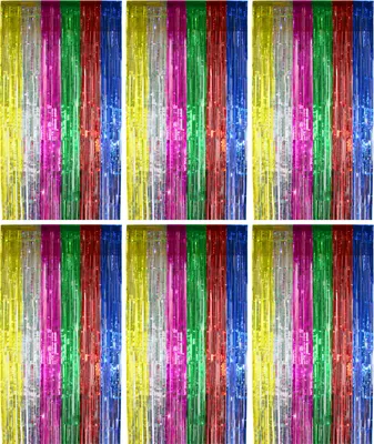 Produktbild von 6x Lametta Vorhang - bunt - 91x244 cm