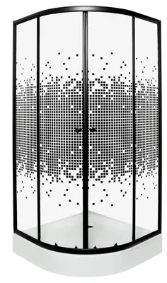 Zdjęcie produktu dla Kabina prysznicowa Kerra PIXEL XN 80cm BL, półokrągła, czarna, z brodzikiem 15cm