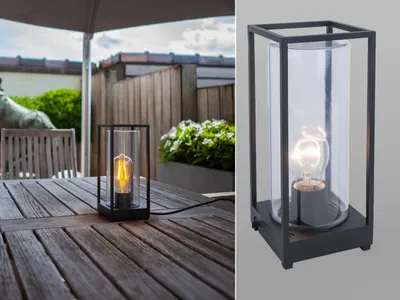 Obrázek produktu pro Venkovní stolní lampa LUTEC Flair E27 IP44 matná černá