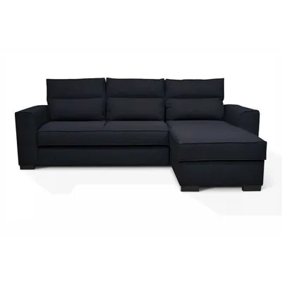 Produktbild von Wende- und umwandelbares 4-Sitzer-Ecksofa MONTREAL – Dunkelblauer Stoff – 247 x 158 x 92 cm – HEXAGON