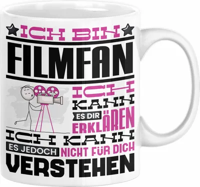 Produktbild von Filmfan Geschenk Kaffee-Tasse Geschenkidee für Filmfan Ich Bin Filmfan Ich Kann Es Dir Erklären Jedoch Nicht Für Dich Verstehen Spruch Lustig (Weiß)