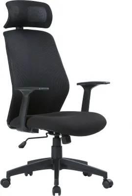 Produktbild von Bürostuhl Dapril, Präsidentensessel mit Armlehnen und Kopfstütze, Ergonomischer Bürostuhl, 63x62h117/126 cm, Schwarz