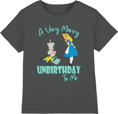 Obrázok produktu pre Alica v krajine zázrakov - Detské tričko "Very Merry Unbirth Birthday To Me" TV3312 (116) (charcoal)