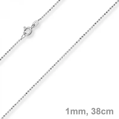 Produktbild von 1mm Kugelkette diamantiert Kette Goldkette Halskette aus 585 Gold Weißgold, 38cm