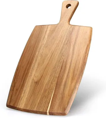 Image de Planche en bois d'acacia pour hachoir, 43 x 25 cm, planche à découper avec poignées, planche en bois pour découper la viande et le fromage.