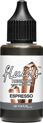 Image de Octopus Fluids Resin Ink ESPRESSO, encre à alcool pour résine époxy et résine UV, encre de couleur pour résine, 30 ml, marron