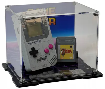 Produktbild von Blacked Brick Vitrine mit bedruckter Rückwand für LEGO® 72046 Super Mario – Game Boy™