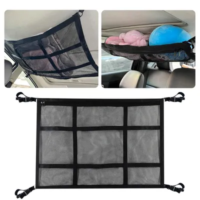 Zdjęcie produktu dla Siatka do bagażu samochodowego, 90x65 cm, do montażu na dachu, uniwersalna organizerka do samochodów SUV, vanów i jeepów