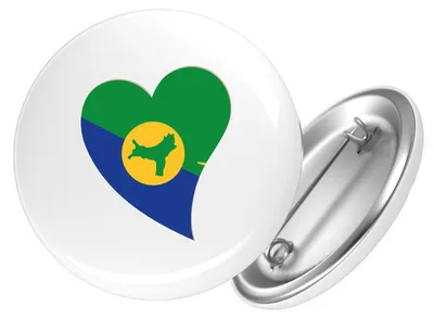Produktbild von Huuraa Button Weihnachtsinsel Flagge Herz 25mm rund mit Sicherheitsnadel Ansteckbutton Geschenkidee