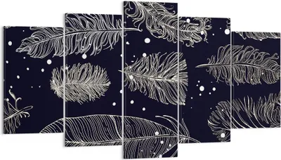 Produktbild von Bild auf Leinwand - Leinwandbild - 5 Teile - Federn Grafiken Gliederung - 160x85cm - Wand Bild - Wanddeko - Wandbilder - Leinwanddruck - Bilder - Wanddekoration - Leinwand bilder - EA160x85-4244
