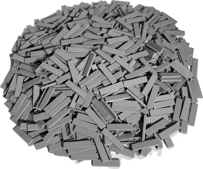 A pile of small, gray LEGO tiles.