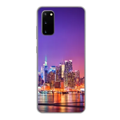 Produktbild von MuchoWow® Handyhülle Schutzhülle Hülle für Samsung Galaxy S20 New York - Skyline - Lila Silikon Softcase Handy Hülle - Bild