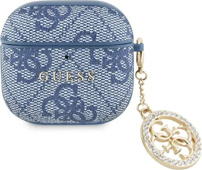 Produktbild von GUESS case passend für APPLE AirPods 4 GUA4P4E4CDB (PU 4G W/ Strass Charm) blue