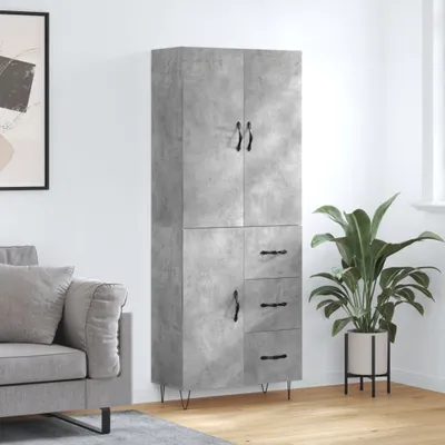 Produktbild von vidaXL Highboard Betongrau 69,5x34x180 cm Holzwerkstoff