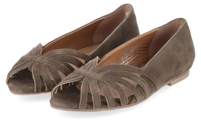 Productafbeelding van Copenhagen Shoes dames balletjes met open neus, model PASSIONATE, kleur groen, materiaal: leer, maat: 39