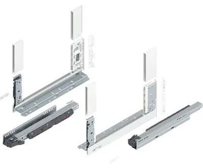 Produktbild von Blum Legrabox free H C Schubladenschienen Set | 1 Paar, 40kg 400mm | Tip On Vollauszug, seidenweiß
