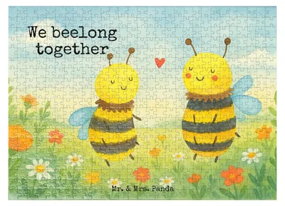 Produktbild von Mr. & Mrs. Panda Puzzle Biene Verliebt Design 551 Teile - Weiß - Geschenk, Puzzlespiel, 2000, 1500, 500, 1000