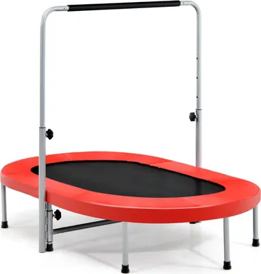 Obrázok produktu pre Skladacia fitness trampolína s nastaviteľnou rukoväťou, červená, nosnosť 150 kg