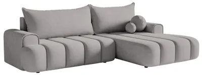 Produktbild von Selsey DANDELINO - Ecksofa mit Schlaffunktion, Stauraum und Samtbezug, grau, rechts
