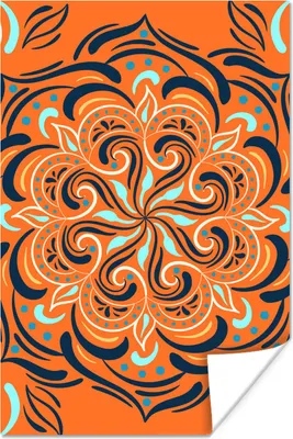 Produktbild von MuchoWow® Poster Blume - Blätter - Orange - Muster 20x30 cm - Papierdruck