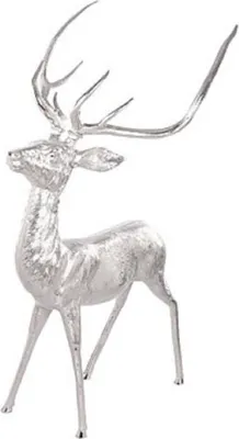 Image de Casa Padrino Figurine de renne en aluminium Cerf Argent 73 x 82 x H. 150 cm - Figurine décorative